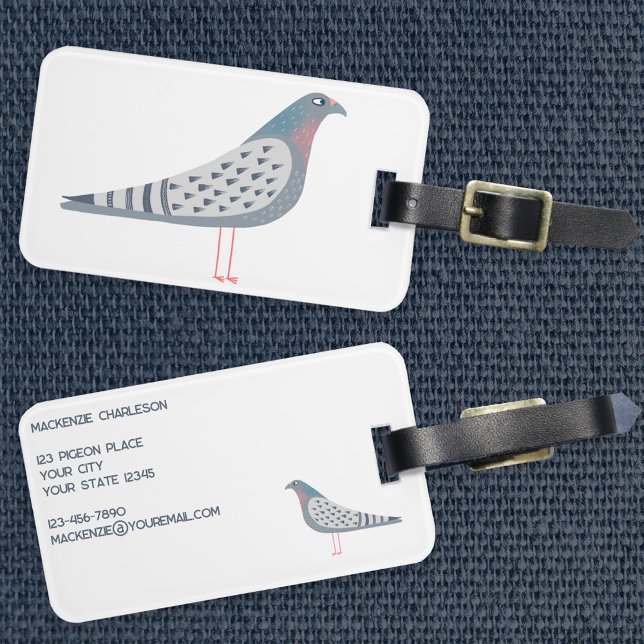 Fun Pigeon Gepäckanhänger (Fun personalized pigeon luggage tag for bird lovers)