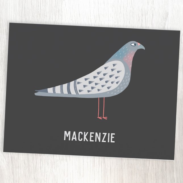 Fun Pigeon Personalisiert Name Postkarte (Fun personalized pigeon postcard for bird lovers)