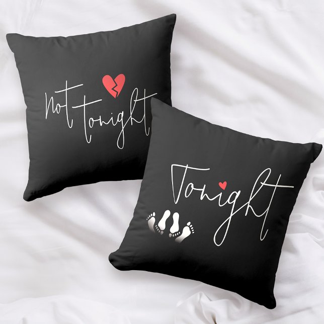 Fun Pillow Talk heute Abend nicht Schwarz-weiß Kissen (Von Creator hochgeladen)