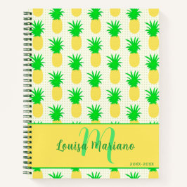 Fun Pineapard Polka Dot Monogram Notizbuch