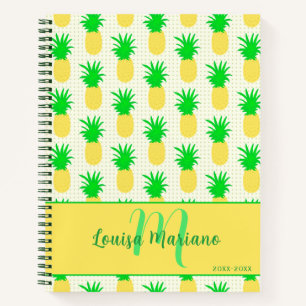 Fun Pineapard Polka Dot Monogram Notizbuch