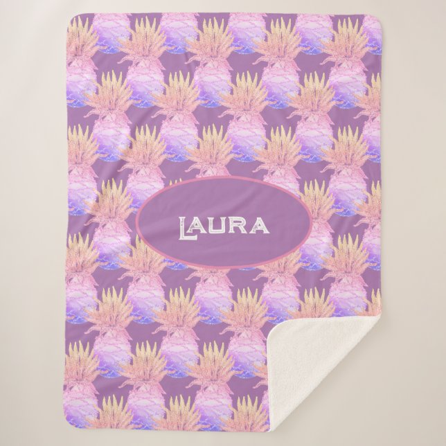 Fun Pineappmuster Sherpadecke (Vorderseite)