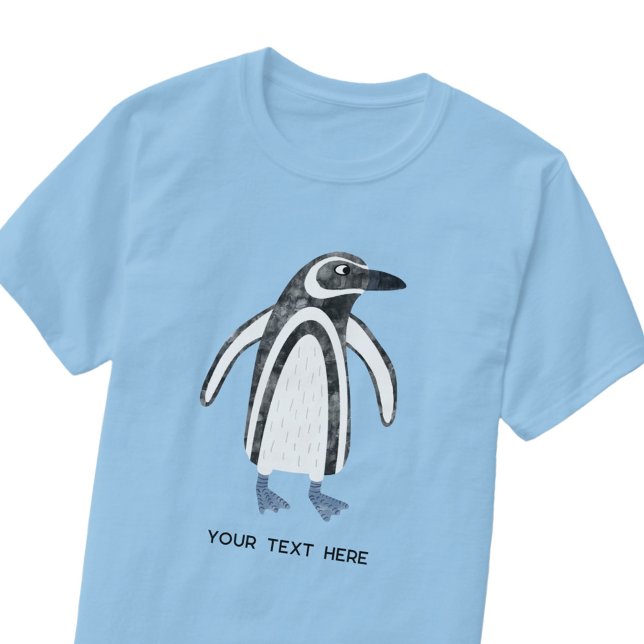 Fun Pinguin benutzerdefinierter Text T-Shirt (Fun Heard and McDonald Island penguin t-shirt with custom name or text)