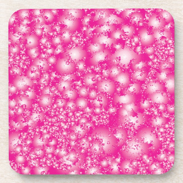 Fun PINK Abstrakt Ink Super Splash Muster Getränkeuntersetzer (Vorderseite)