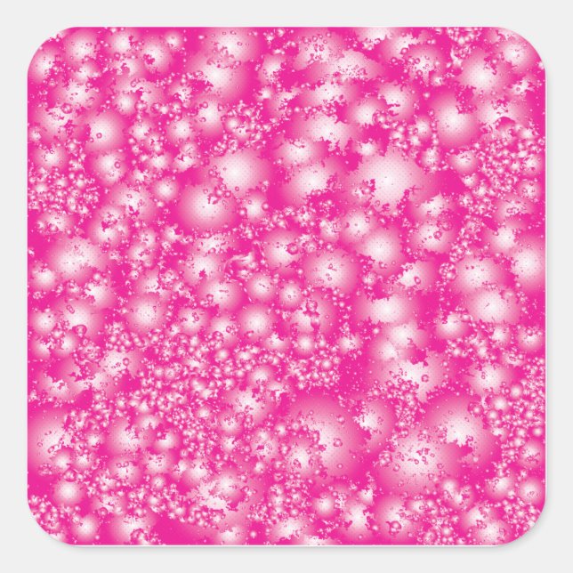 Fun PINK Abstrakt Ink Super Splash Muster Quadratischer Aufkleber (Vorderseite)