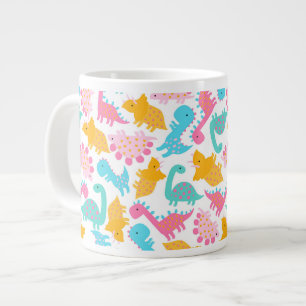 Fun Pink & Aquamarin Dinosaurier Muster Jumbo-Tasse