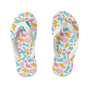 Fun Pink & Aquamarin Dinosaurier Muster Kinderbadesandalen