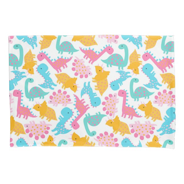 Fun Pink & Aquamarin Dinosaurier Muster Kissenbezug (Vorderseite)