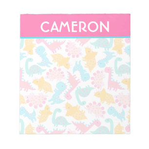 Fun Pink & Aquamarin Dinosaurier Muster Notizblock