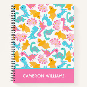 Fun Pink & Aquamarin Dinosaurier Muster Notizbuch