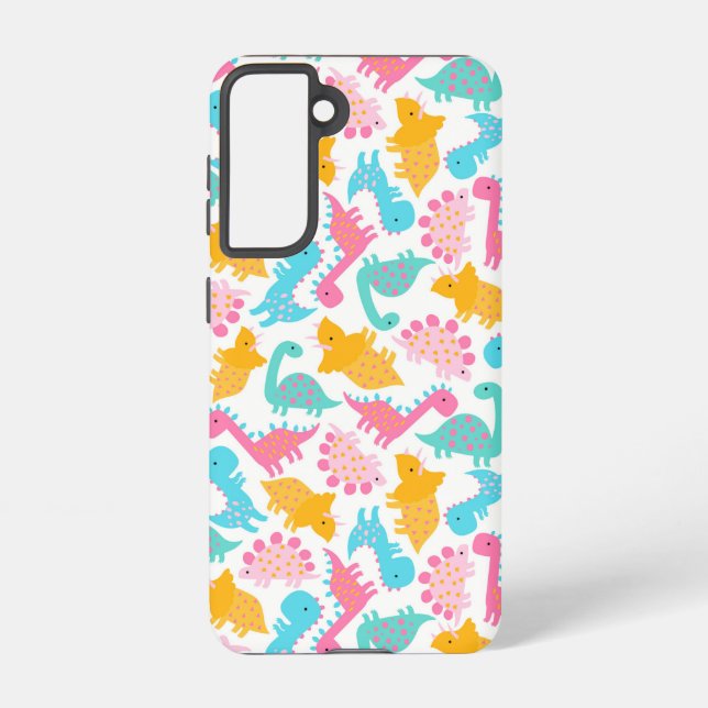 Fun Pink & Aquamarin Dinosaurier Muster Samsung Galaxy Hülle (Rückseite)