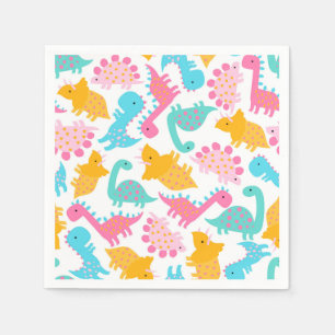 Fun Pink & Aquamarin Dinosaurier Muster Serviette
