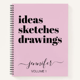 Fun Pink Black Personalisiert Sketchbook Ihr Name Notizbuch