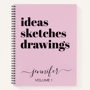 Fun Pink Black Personalisiert Sketchbook Ihr Name Notizbuch