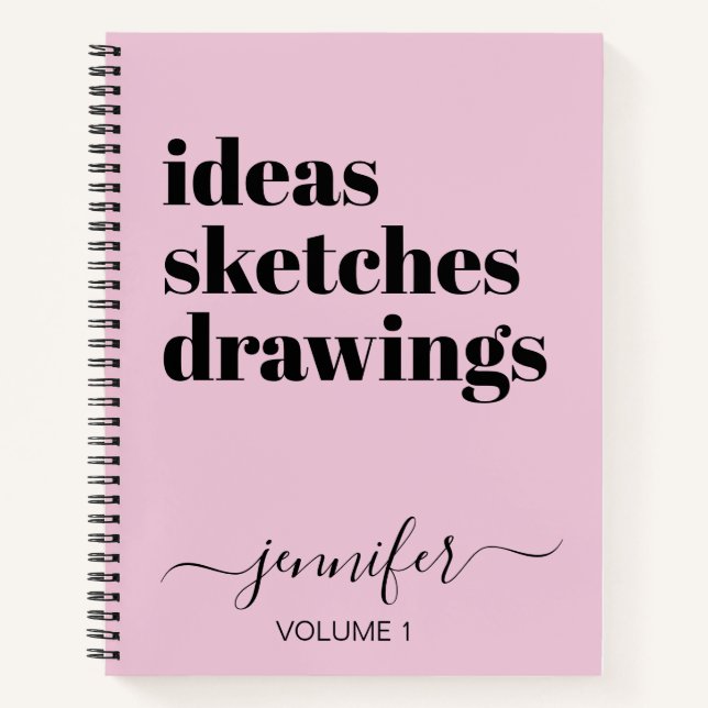 Fun Pink Black Personalisiert Sketchbook Ihr Name Notizbuch (Vorderseite)