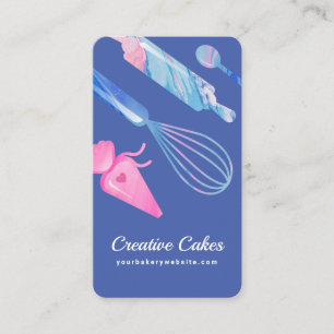 Fun Pink Blue Marmor Bäckereiwerkzeuge & Utensils  Visitenkarte
