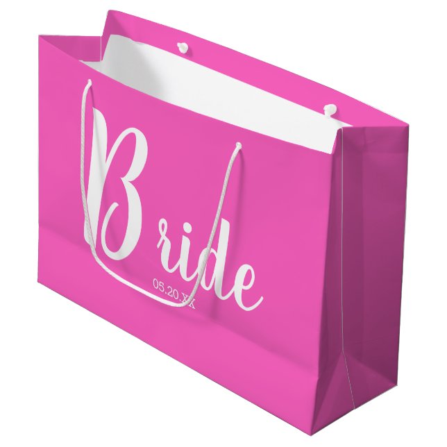 Fun Pink Bride Große Geschenktasche Große Geschenktüte (Vorderseite Schrägansicht)