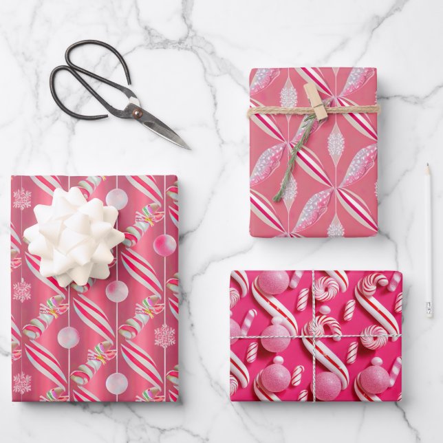 Fun Pink Candy Lane Collection Geschenkpapier Set (Vorderseite)