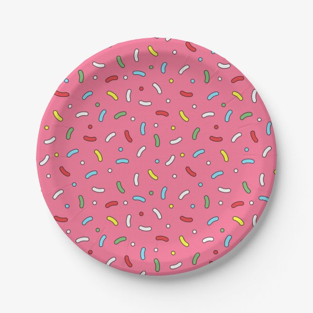 Fun Pink Candy Sprinkles Muster Pappteller (Vorderseite)