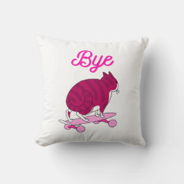 Fun Pink Cat Bye Text Kissen