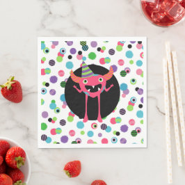 Fun Pink Confetti Monster Mash Geburtstagsparty Serviette
