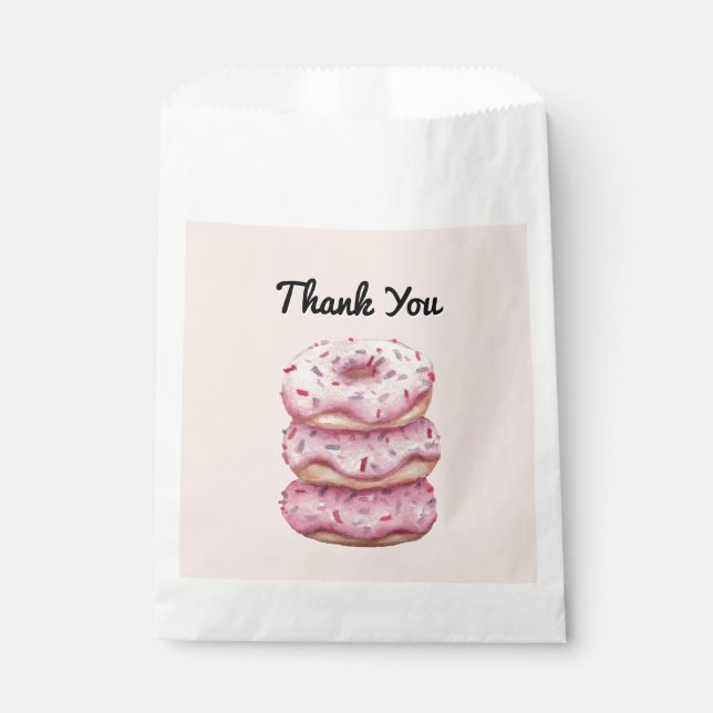Fun Pink Donut Sprinkles Custom Vielen Dank Geschenktütchen (Vorderseite)