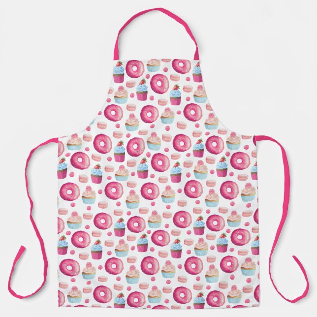 Fun Pink Donuts und Cupcakes Pattern Schürze (Vorderseite)