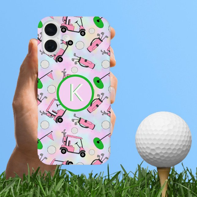 Fun Pink Feminine Golf Design und Custom Monogram Case-Mate iPhone Hülle (Von Creator hochgeladen)