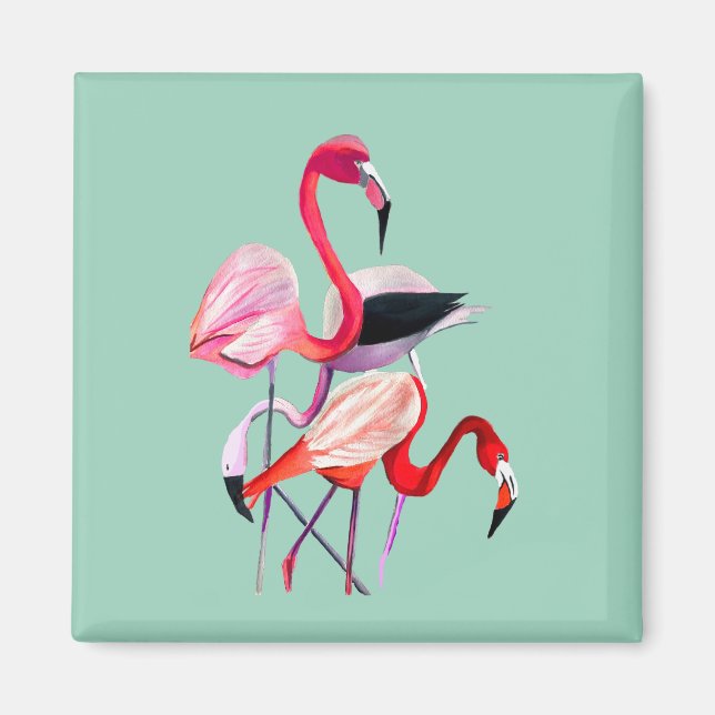 Fun pink Flamingo Aquarellbild Magnet (Vorne)