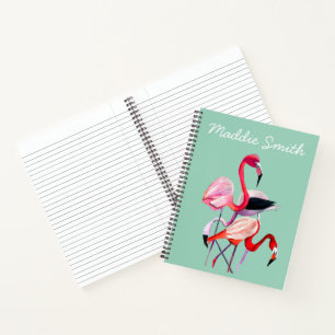 Fun pink Flamingo Aquarellbild Notizbuch