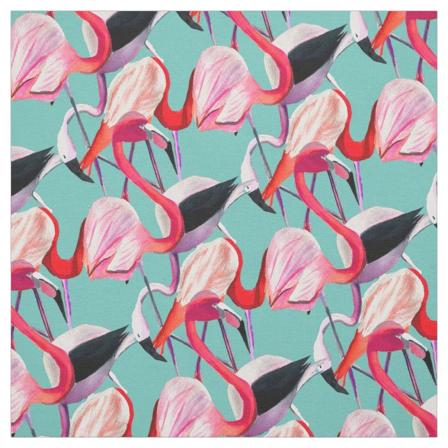 Fun pink Flamingo Aquarellbild Stoff (Muster)
