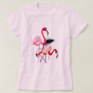 Fun pink Flamingo Aquarellbild T-Shirt