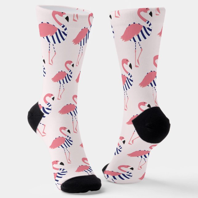 Fun Pink Flamingo Swimsuit Muster Tier Socken (Gewinkelt)