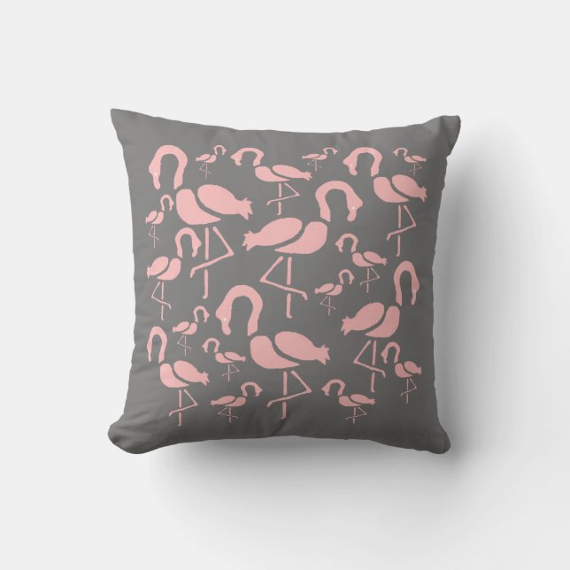 Fun Pink Flamingo Vogelkunst Kissen (Vorderseite)