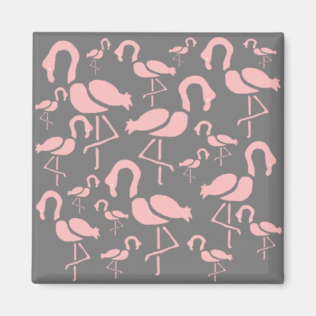 Fun Pink Flamingo Vogelkunst Magnet (Vorne)
