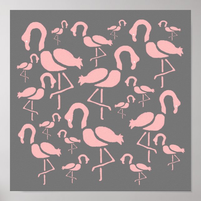 Fun Pink Flamingo Vogelkunst Poster (Vorne)