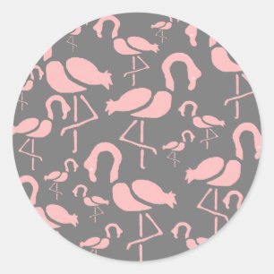 Fun Pink Flamingo Vogelkunst Runder Aufkleber