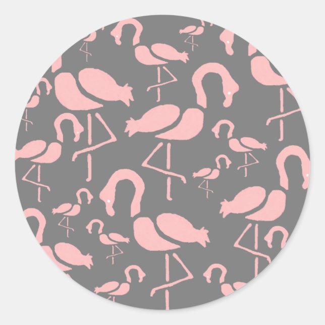 Fun Pink Flamingo Vogelkunst Runder Aufkleber (Vorderseite)