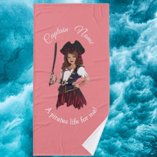 Fun Pink Girl Pirate Badehandtuch (Make bath time exciting with our Fun Pink Girl Pirate Bath Towel )