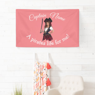 Fun Pink Girl Pirate Banner