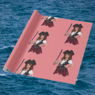 Fun Pink Girl Pirate Geschenkpapier