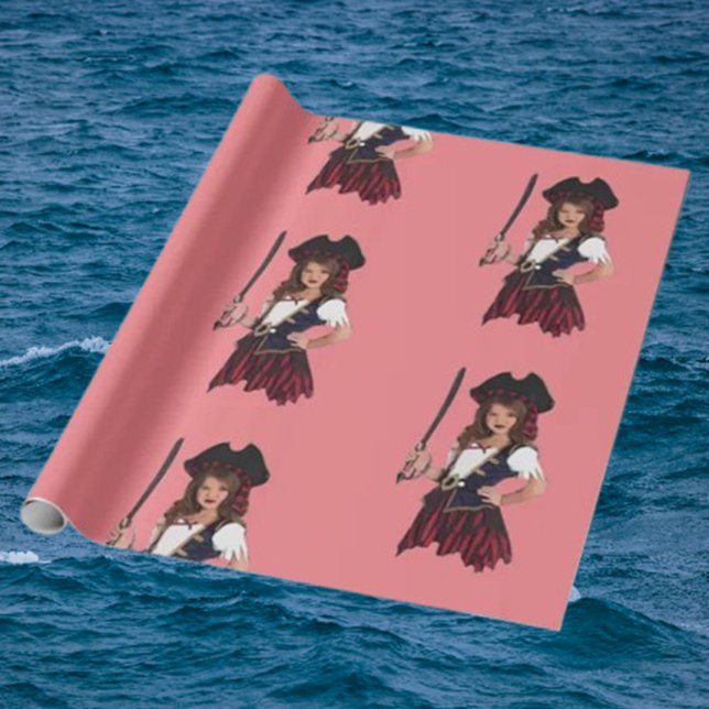 Fun Pink Girl Pirate Geschenkpapier (Unforgettable Kids Pirate Party: Treasure Your Child's Special Day)