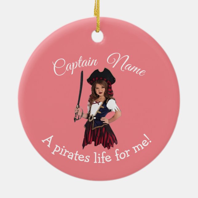 Fun Pink Girl Pirate Keramik Ornament (Hinten)