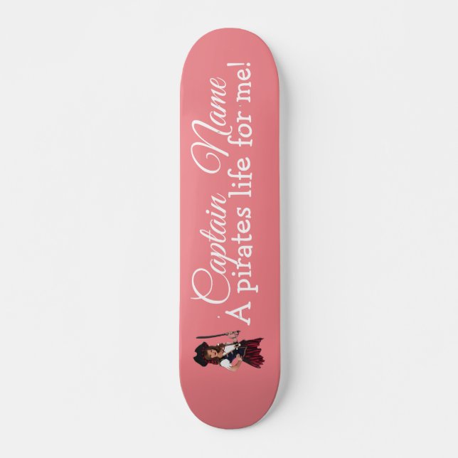 Fun Pink Girl Pirate Skateboard (Vorne)
