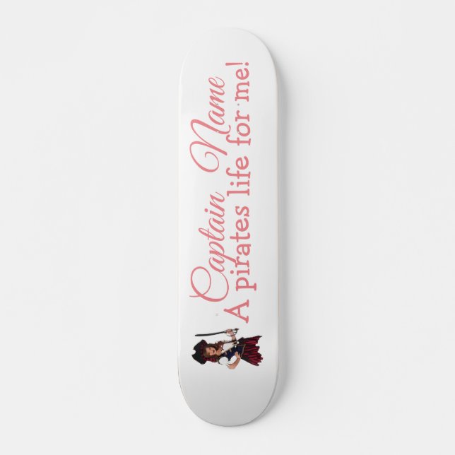 Fun Pink Girl Pirate Skateboard (Vorne)