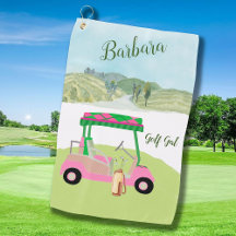 Fun Pink Golf Cart Landschaftlicher Personalisiert