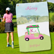 Fun Pink Golf Cart Landschaftlicher Personalisiert