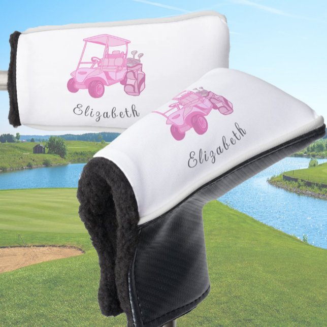 Fun Pink Golf Cart Personalisiert Name Ladys Golf Headcover (Von Creator hochgeladen)