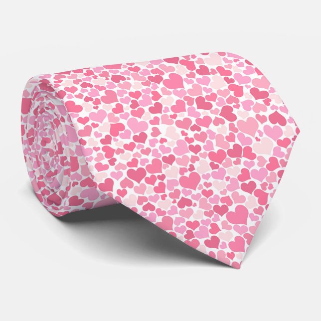 Fun Pink Hearts Pattern Krawatte (Gerollt)