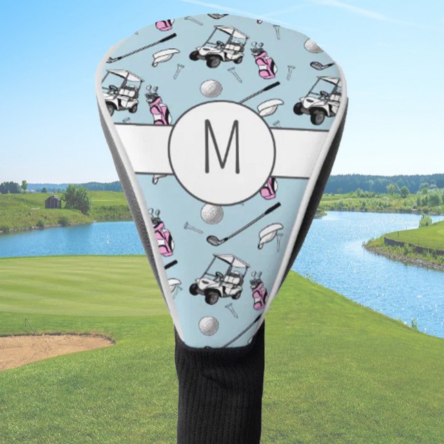 Fun Pink Lady Golfer Modern Custom Monogram Ladys Golf Headcover (Von Creator hochgeladen)